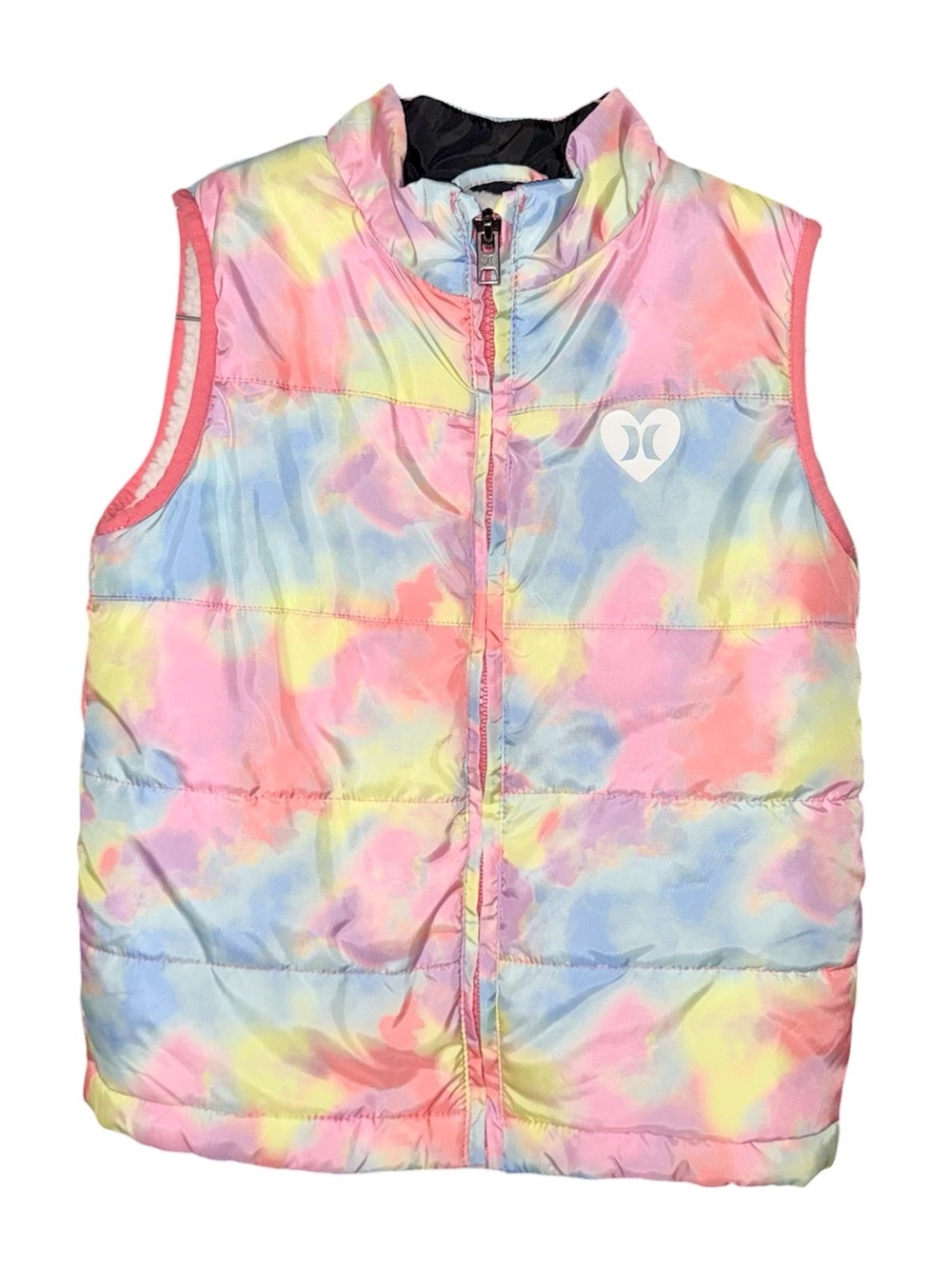 Hurley Pastel Rainbow Sherpa-Lined Vest Sz 6